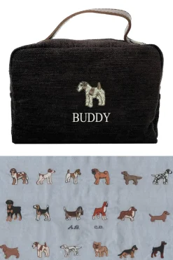 BEAUTY CASE RICAMATO CON IL TUO CANE E LE TUE INIZIALI DOG LOVERS