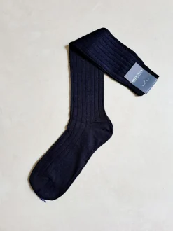 BRESCIANI CALZE LINO A COSTE BLU