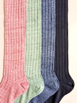 BRESCIANI CALZE LINO A COSTE BLU