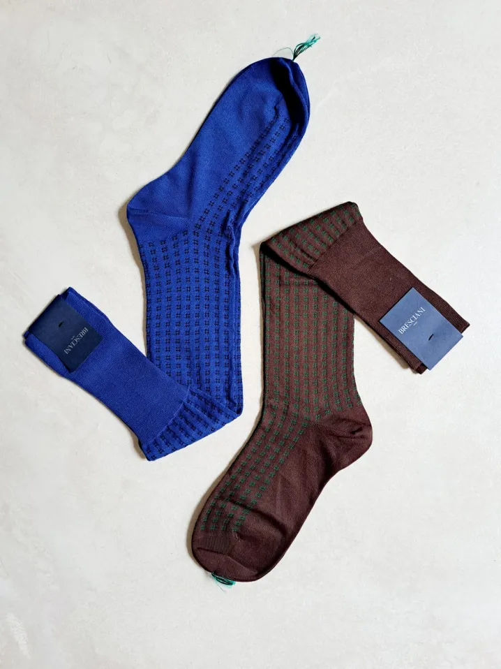 BRESCIANI CALZE QUADRETTO TESTA MORO VERDE