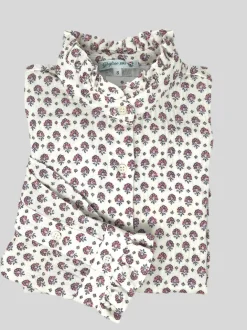 CAMICIA ALEX (OVERSIZE) COREANA CON ROUCHES FIORE ROSA IN GARZA DI COT