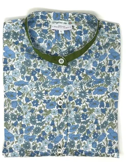 CAMICIA BETTA COREANA MADE WITH LIBERTY FABRICS FIORE AZZURRO