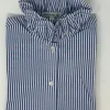 CAMICIA CARLOTTA COLLO DOPPIA MAXI ROUCHES RIGA BIANCA/BLU