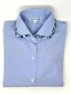 CAMICIA ERIKA AZZURRA POPELINE rouches LIBERTY FABRICS