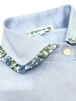 CAMICIA ERIKA OXFORD AZZURRA rouches LIBERTY FABRICS