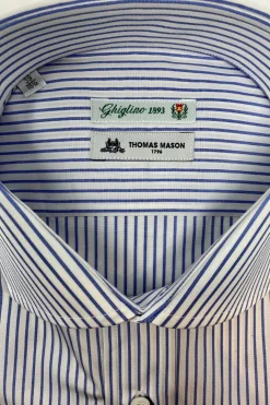 CAMICIA FIL A FIL BASTONCINO AZZURRO