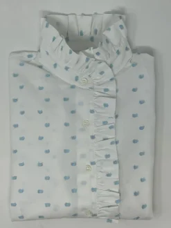 CAMICIA LULU BIANCA PLUMETIS CELESTE