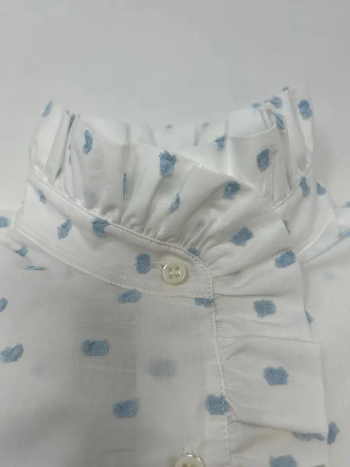 CAMICIA LULU BIANCA PLUMETIS CELESTE