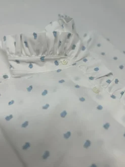 CAMICIA LULU BIANCA PLUMETIS CELESTE