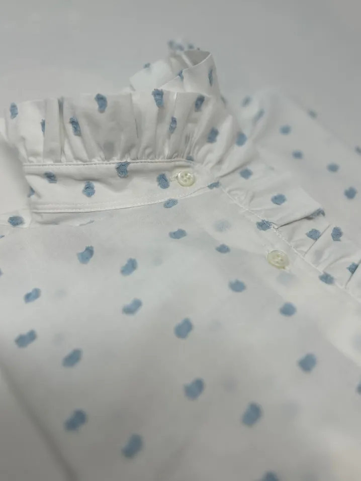 CAMICIA LULU BIANCA PLUMETIS CELESTE
