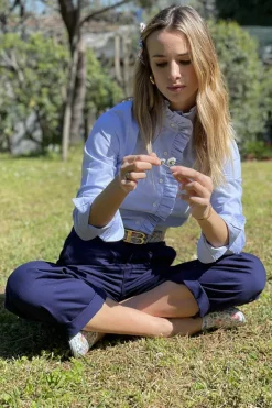 CAMICIA LULU OXFORD CELESTE