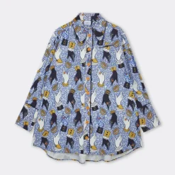 CAMICIA OVERSIZE PRINTED WAX PURPLE HANDS ENDELEA