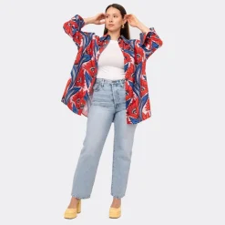 CAMICIA OVERSIZE PRINTED WAX PURPLE HANDS ENDELEA