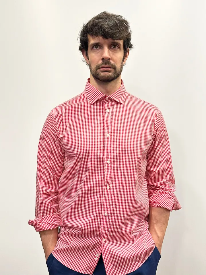 CAMICIA "KENNEDY" QUADRETTO VICHY ROSSO
