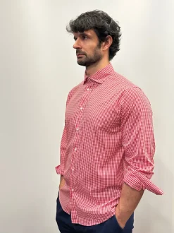 CAMICIA "KENNEDY" QUADRETTO VICHY ROSSO