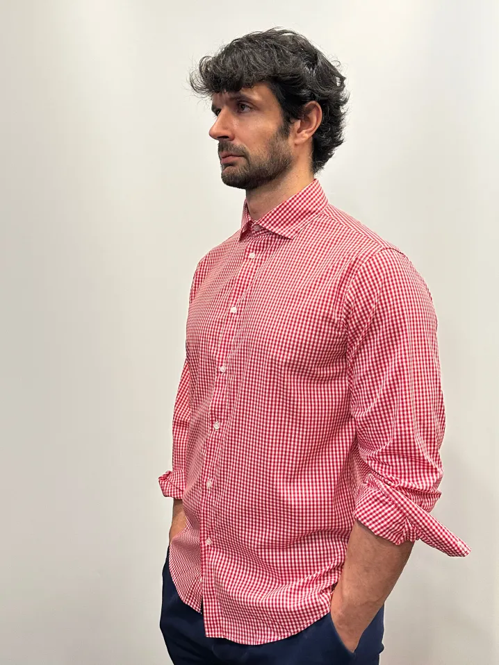 CAMICIA "KENNEDY" QUADRETTO VICHY ROSSO