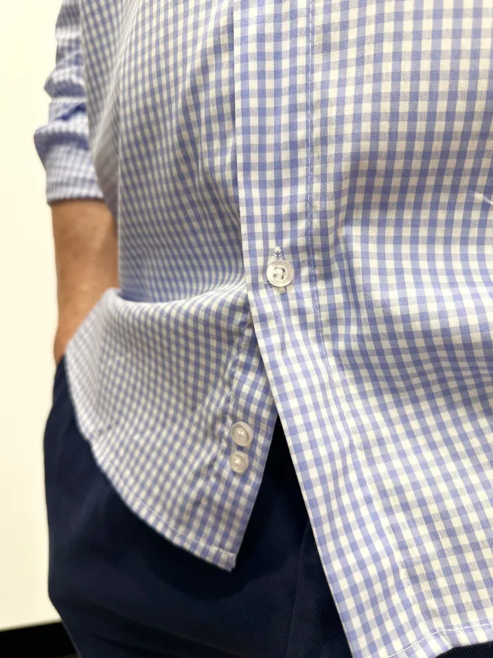 CAMICIA "KENNEDY" QUADRETTO VICHY AZZURRO