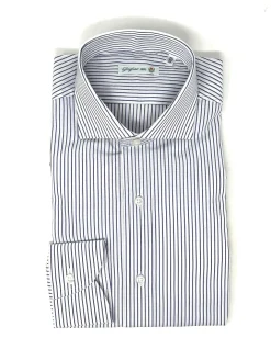 CAMICIA RIGA BIANCA/BLU SCURO