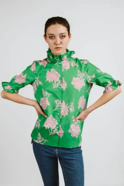 CAMICIA TRILLY MANICA CORTA MAXI ROUCHES MADE WITH LIBERTY FABRICS