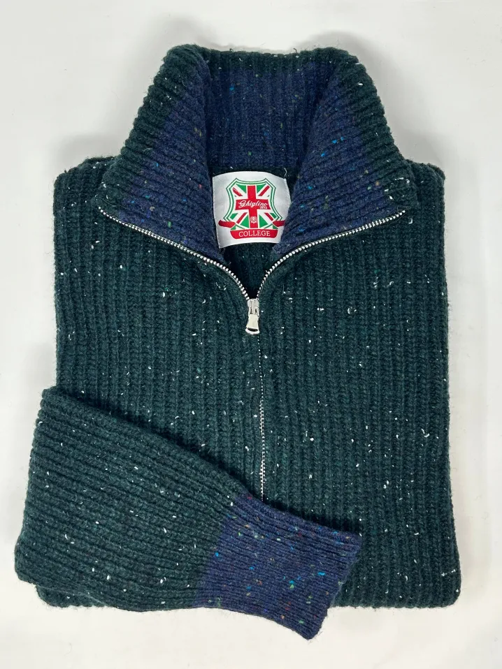 CARDIGAN ZIP "GREG" PERLATO EFFETTO TWEED