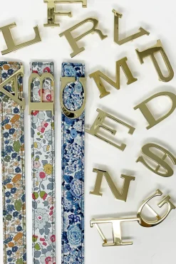 CINTURA ALPHABET STYLE REVERSIBILE LIBERTY FABRICS/BLU