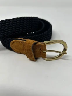 CINTURA ELASTICO G1893 BLU PUNTALE SUEDE BEIGE
