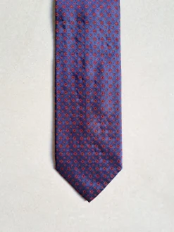 CRAVATTA MOTIVO MICRO FIORELLINO BLU ROSSO