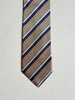 CRAVATTA REGIMENTAL BEIGE BLU ECRU'