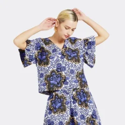 ENDELEA TOP CON VOLANT AFRICAN WAX AFRICAN FABRICS