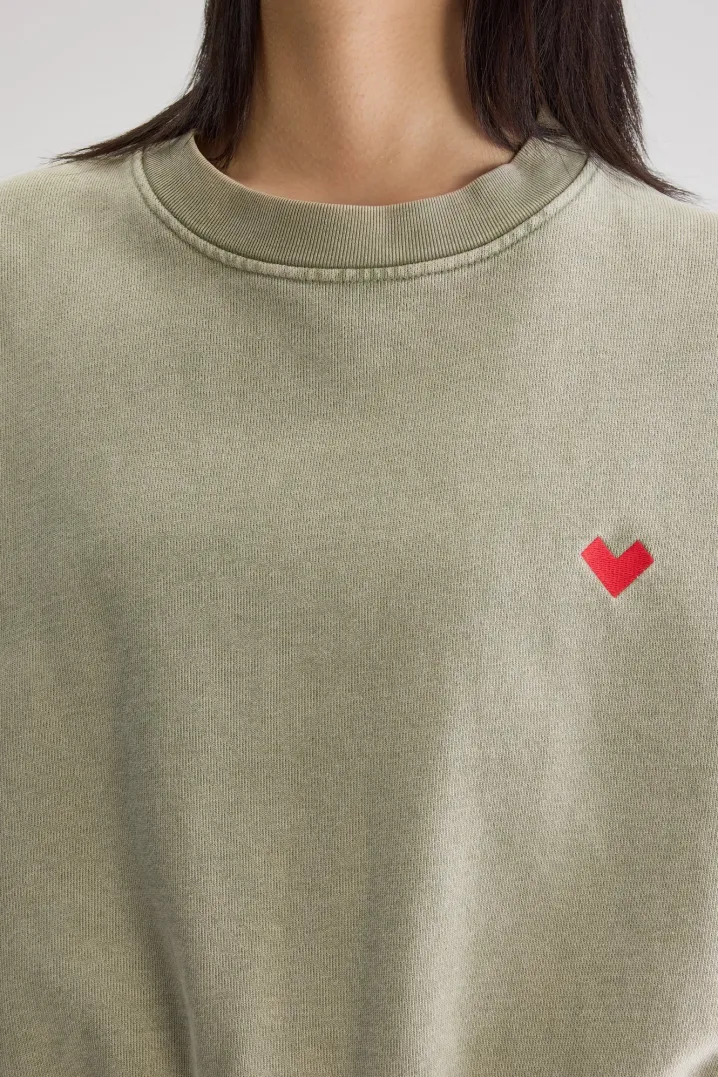 FANCY CROPPED CREWNECK SWEATSHIRT SAGE GREEN