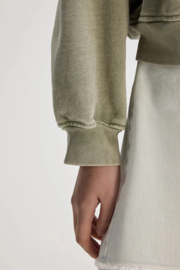 FANCY CROPPED CREWNECK SWEATSHIRT SAGE GREEN
