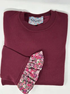 FELPA BUFFY BORDEAUX POLSI MAXI ROUCHES LIBERTY FABRIC