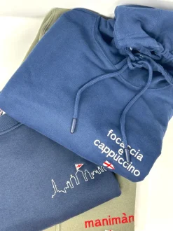 FELPA CON CAPPUCCIO E ZIP BLU CON VESPA SCOCCA GENOVA