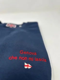 FELPA GIROCOLLO RICAMO GENOVESE "GENOVA CHE NON MI LASCIA" BLU