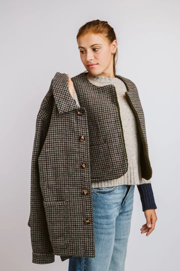 GIACCA DEL CAMALLO HARRIS TWEED HARRINGBONE BLU