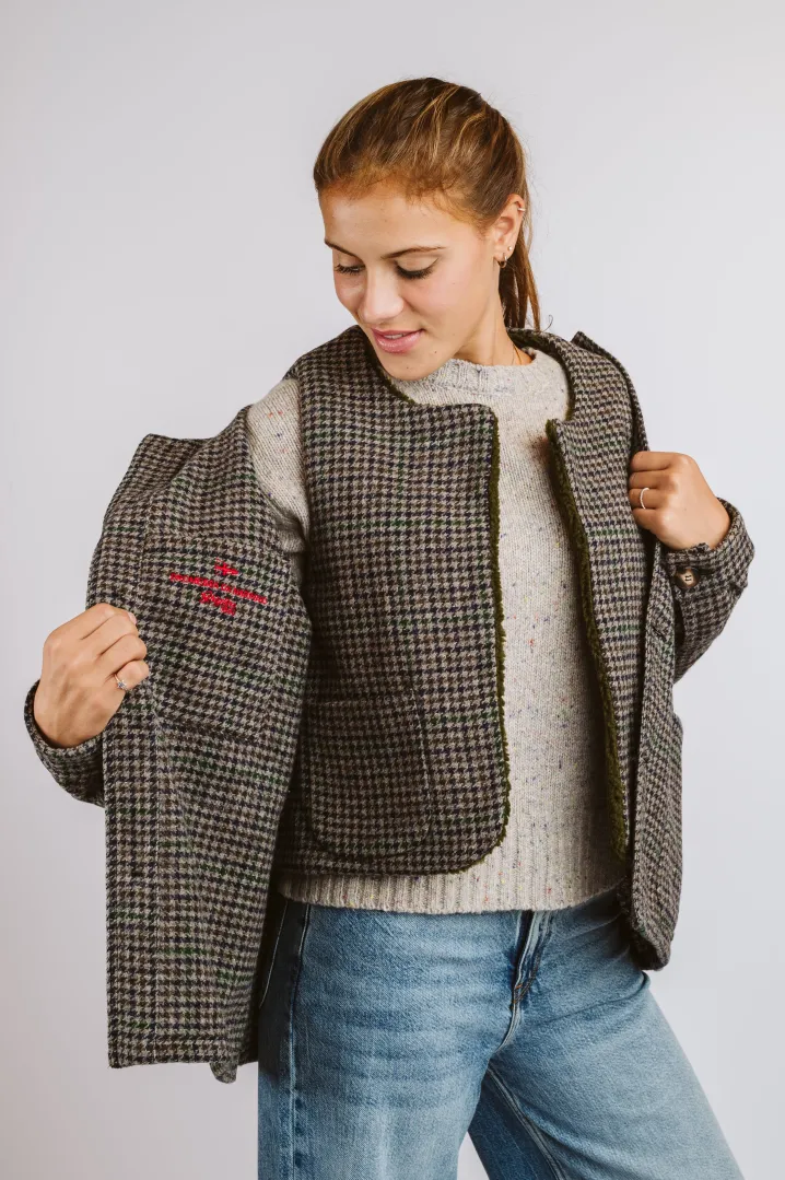 GIACCA DEL CAMALLO HARRIS TWEED HARRINGBONE BLU