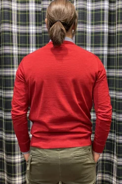 MAGLIONE A V MERINOS EXTRAFINE ROSSO