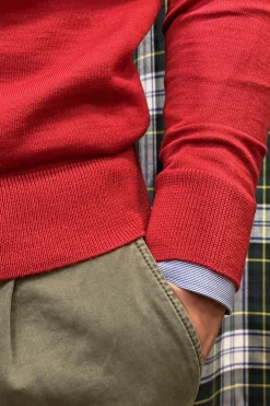 MAGLIONE A V MERINOS EXTRAFINE ROSSO