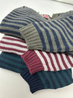 MAGLIONE GIROCOLLO MILLERIGHE GRIGIO/BORDEAUX