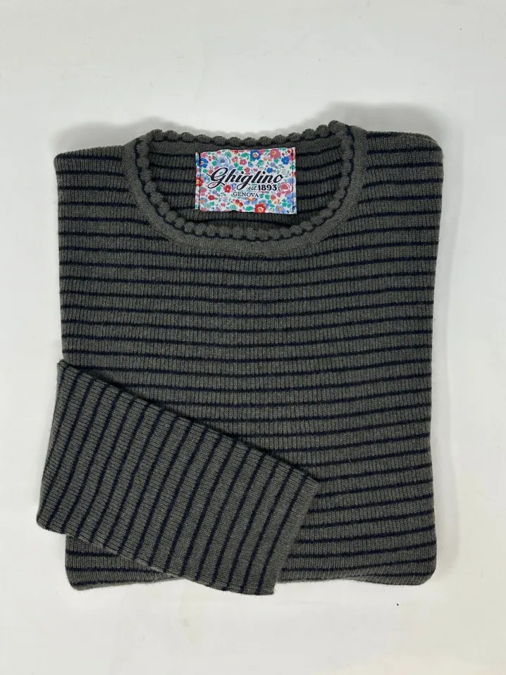 MAGLIONE PRISCILLA MILLERIGHE DETTAGLIO COLLO SMERLATO