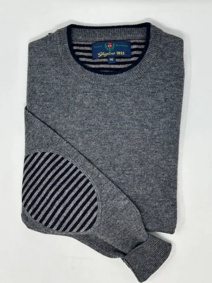 MAGLIONE "CARL" GIROCOLLO LEGGERO CON TOPPA RIGA