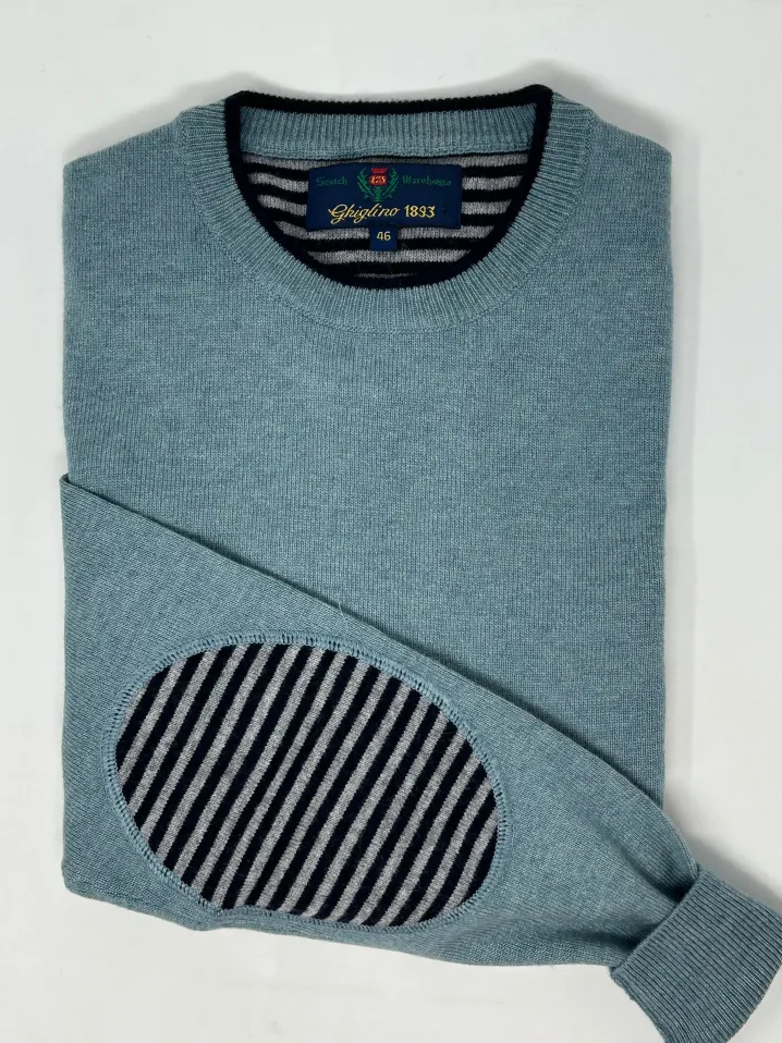 MAGLIONE "CARL" GIROCOLLO LEGGERO CON TOPPA RIGA