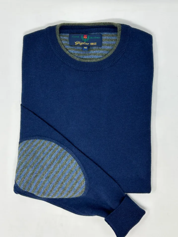 MAGLIONE "CARL" GIROCOLLO LEGGERO CON TOPPA RIGA