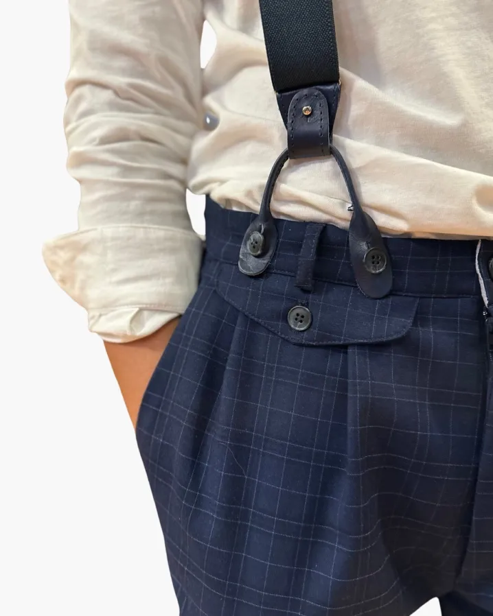 PANTALONE "HENRY" PRINCIPE DI GALLES BLU