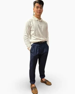 PANTALONE "HENRY" PRINCIPE DI GALLES BLU