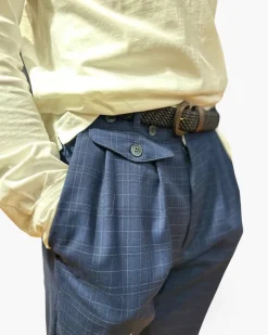 PANTALONE "HENRY" PRINCIPE DI GALLES BLU