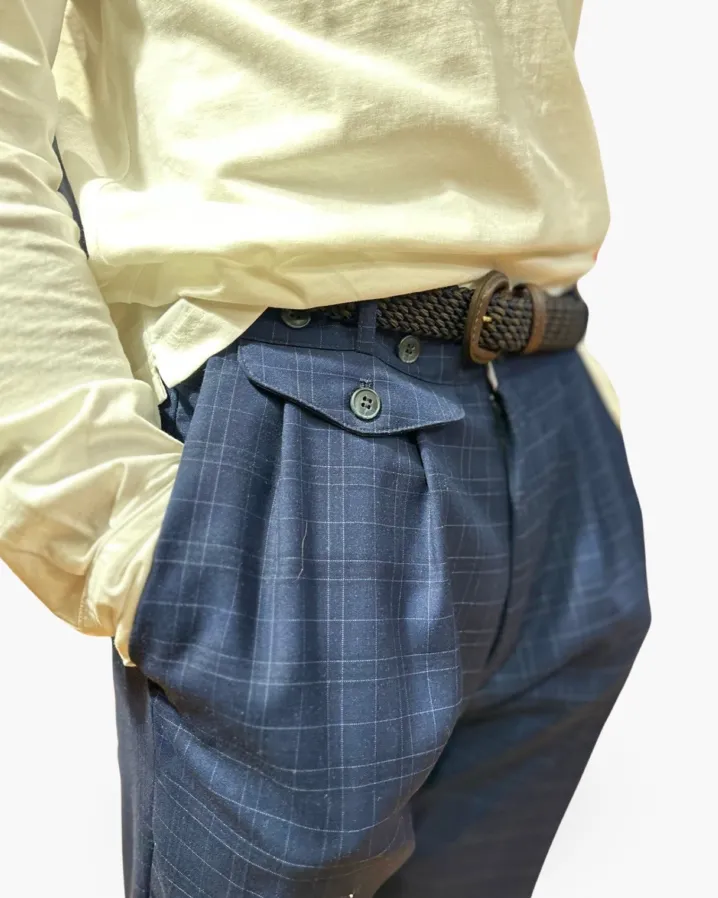 PANTALONE "HENRY" PRINCIPE DI GALLES BLU