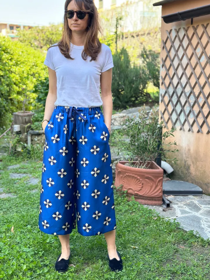 PANTALONI THEA SETA FLOWERS