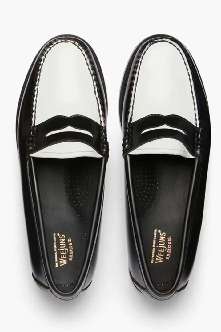 PENNY LOAFERS BLACK/WHITE G.H.BASS WEEJUNS.