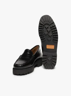 PENNY LOAFERS PLATEAU 90S BLACK NAPPINA G.H.BASS WEEJUNS.